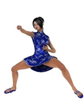 bir Kung fu kızın 3d cg işleme