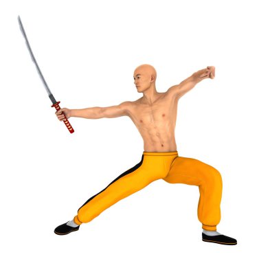 3d cg render bir Kung fu ustası