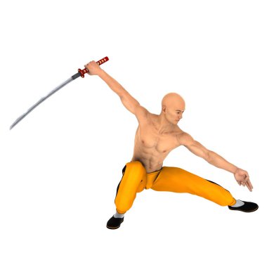 3d cg render bir Kung fu ustası