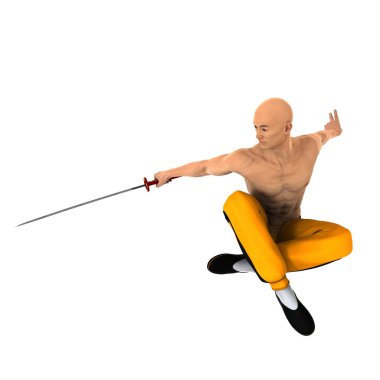 3d cg render bir Kung fu ustası