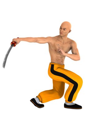 3d cg render bir Kung fu ustası