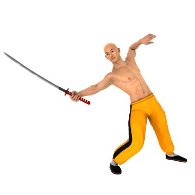 3d cg render bir Kung fu ustası