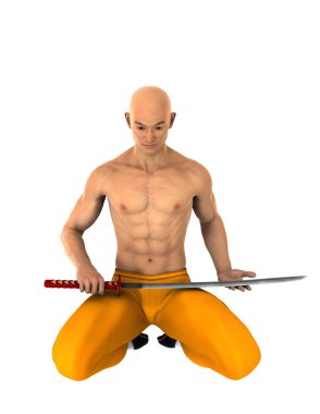 3d cg render bir Kung fu ustası