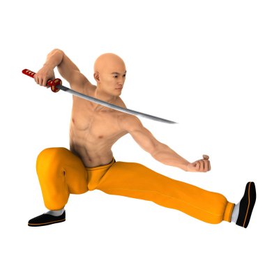 3d cg render bir Kung fu ustası