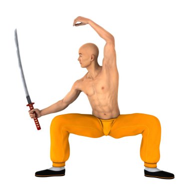 3d cg render bir Kung fu ustası