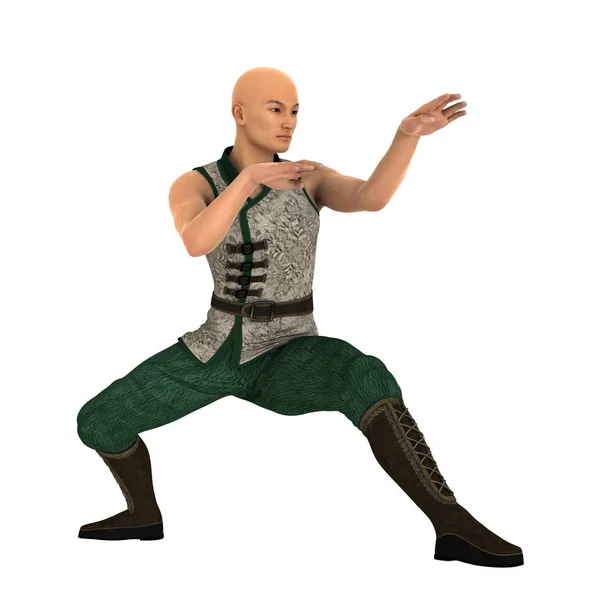 3D CG renderização de um mestre Kung fu — Fotografia de Stock