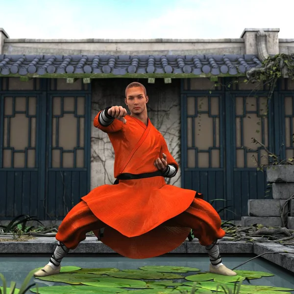 3D CG representación de un maestro de Kung fu — Foto de Stock