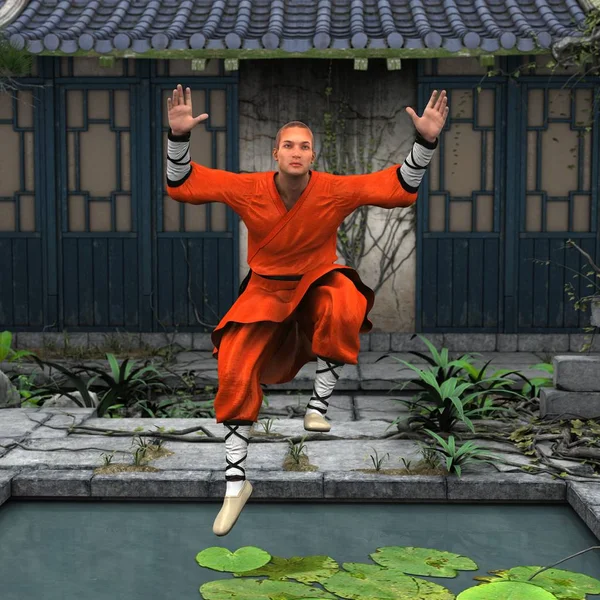 3D CG renderização de um mestre Kung fu — Fotografia de Stock