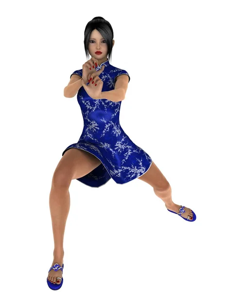 3D CG візуалізація дівчини кунг-фу — стокове фото