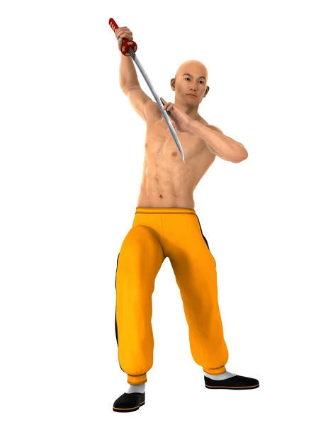 3D-cg-Darstellung eines Kung-Fu-Meisters — Stockfoto