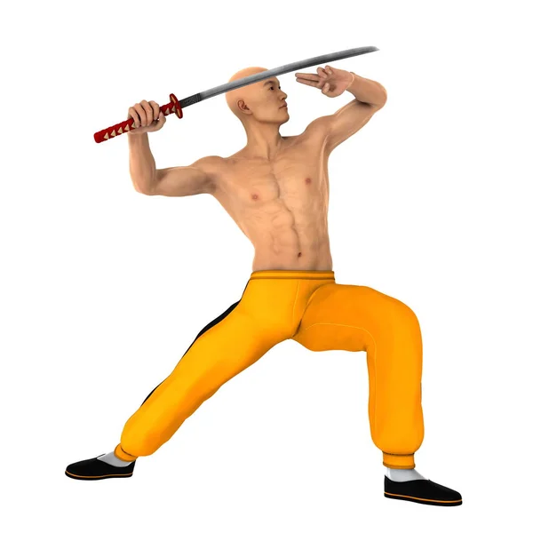 3D CG renderização de um mestre Kung fu — Fotografia de Stock