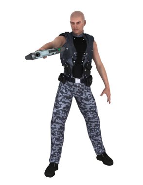 bir savaşçının 3d cg işleme