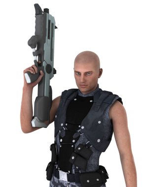 bir savaşçının 3d cg işleme