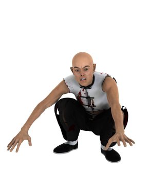 bir zombi Kung fu ustası 3d cg render