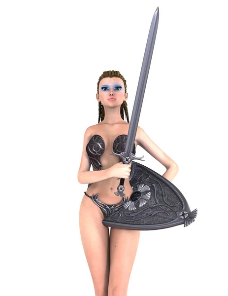 3D CG renderização de um cavaleiro feminino — Fotografia de Stock