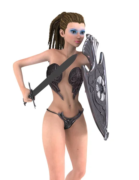 3D CG rendering of a female knight — Stock Photo, Image