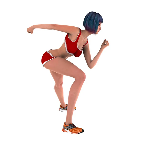 Redare 3D CG a unui atlet feminin — Fotografie, imagine de stoc