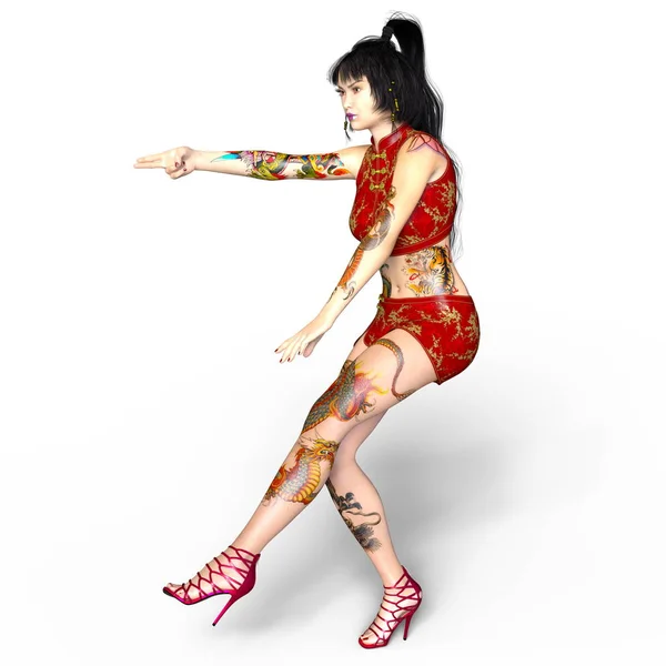 3D CG rendering of a Kung-fu girl — Stock Photo, Image