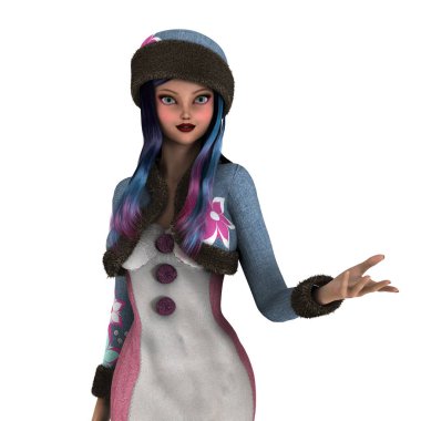 genç bir kadının 3d cg işleme