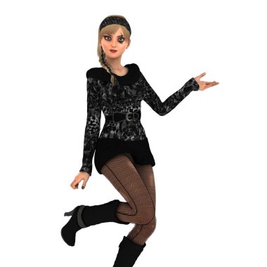 genç bir kadının 3d cg işleme