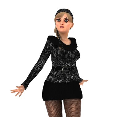 genç bir kadının 3d cg işleme