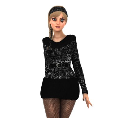 genç bir kadının 3d cg işleme