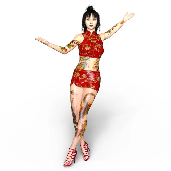 3D CG representación de una chica Kung-fu —  Fotos de Stock
