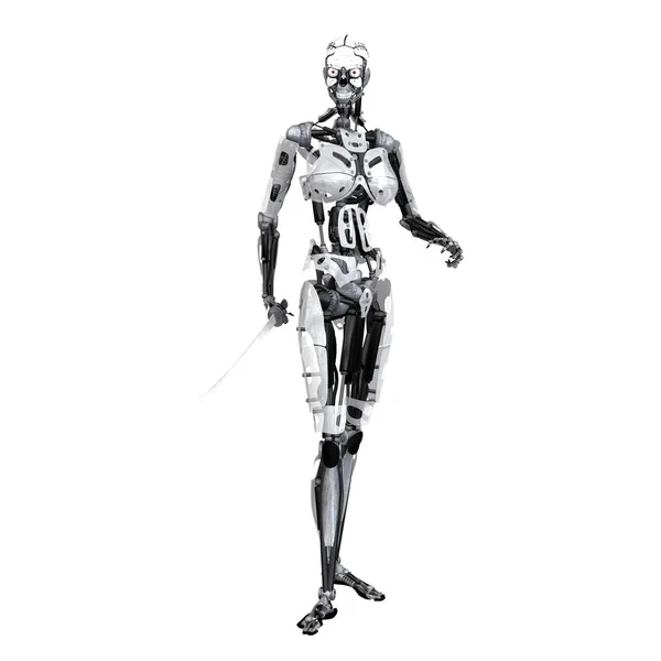 Vykreslování 3D cg ženského robota — Stock fotografie