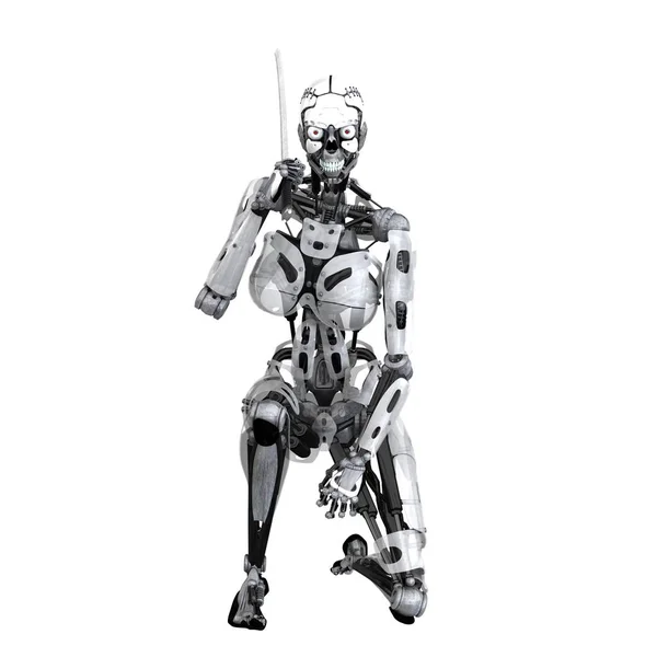 3D CG рендеринг женского робота — стоковое фото