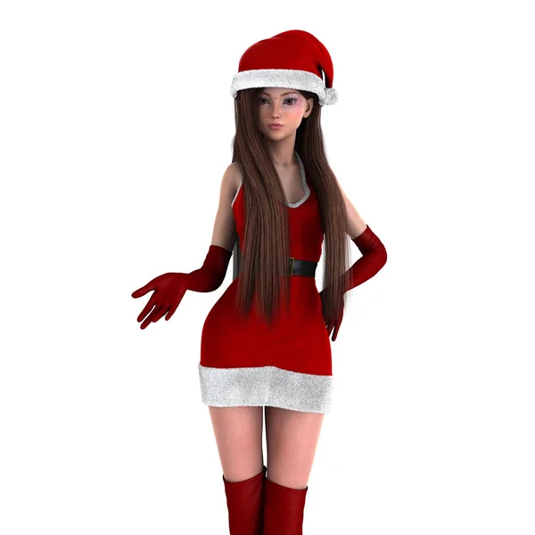 Junge Frau im Weihnachtsmann-Kostüm — Stockfoto