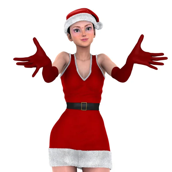 サンタ クロースの衣装を持つ若い女性 — ストック写真