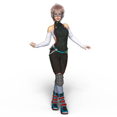 genç bir kadının 3d cg işleme