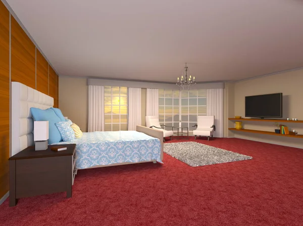 3D cg Darstellung des Schlafzimmers — Stockfoto