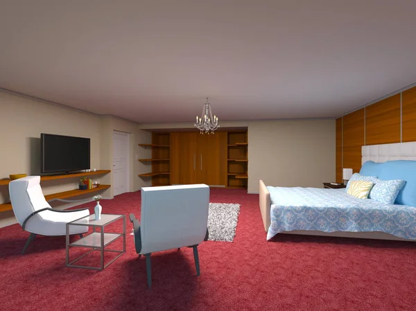 3D cg-rendering av sovrummet — Stockfoto
