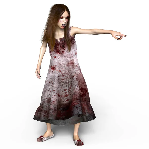 3D CG renderização de um zumbi feminino — Fotografia de Stock