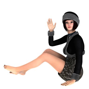 genç bir kadının 3d cg işleme