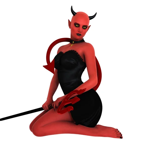 3D CG representación de una mujer diablo —  Fotos de Stock