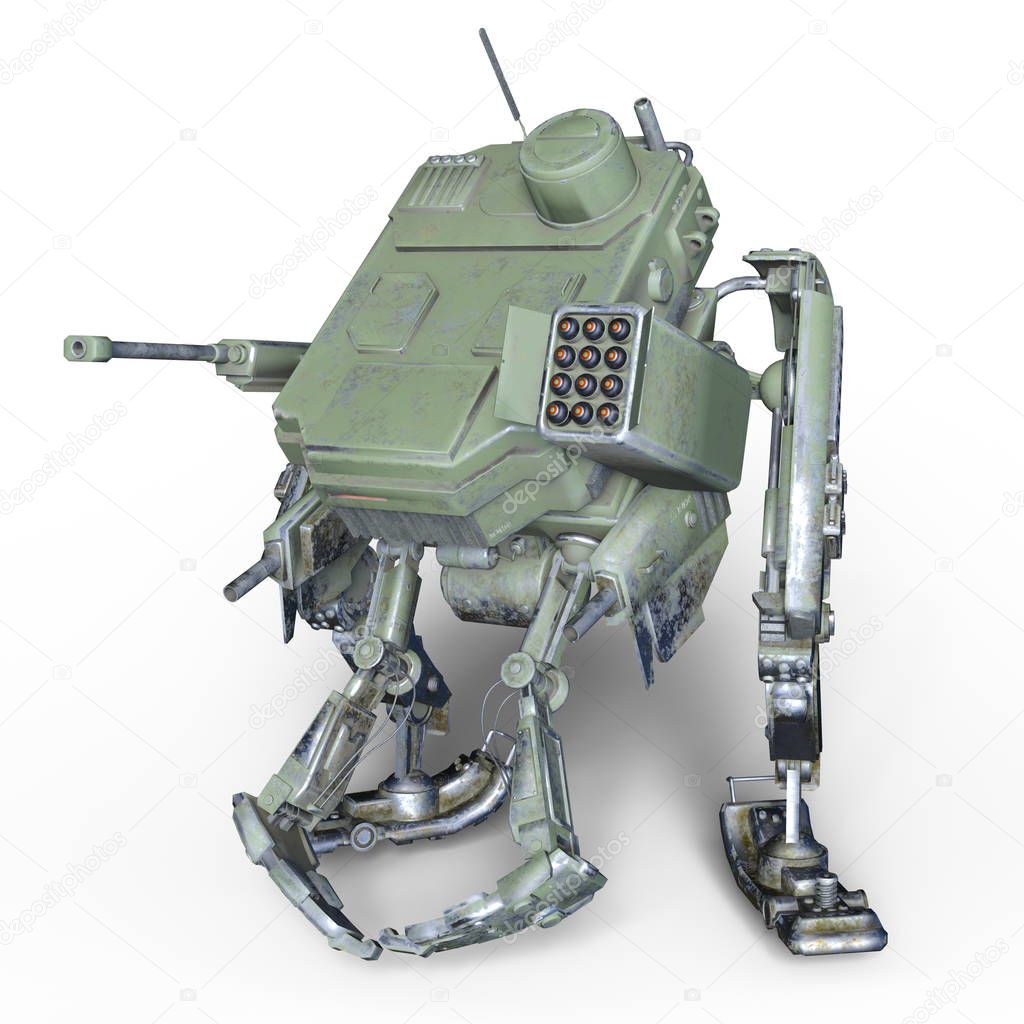 3D CG rendering of a battle robot