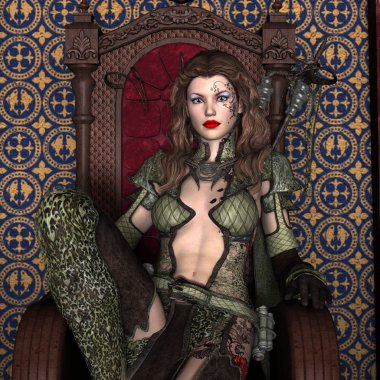 bir kadın savaşçı 3d cg render