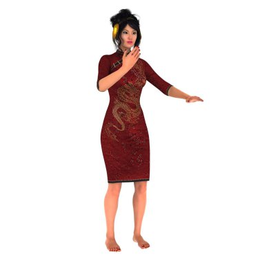 genç bir kadının 3d cg işleme