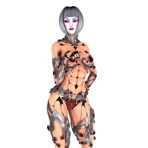 3D CG рендеринг женского андроида — стоковое фото