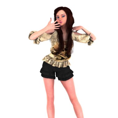 genç bir kadının 3d cg işleme