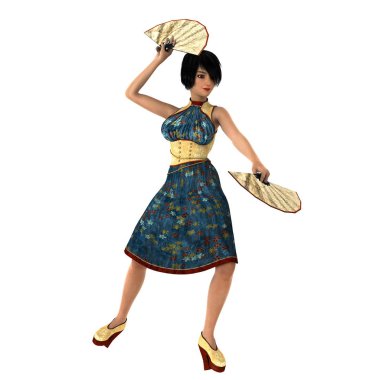 dans eden bir kadının 3d cg işleme