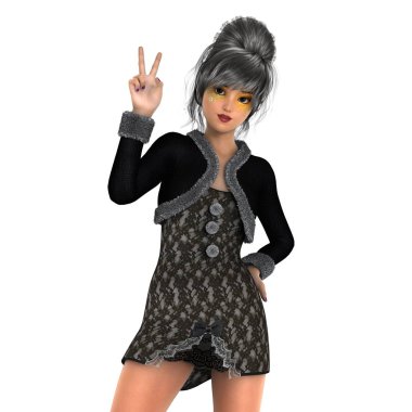 genç bir kadının 3d cg işleme