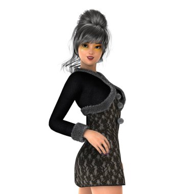 genç bir kadının 3d cg işleme