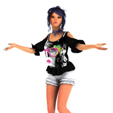 genç bir kadının 3d cg işleme