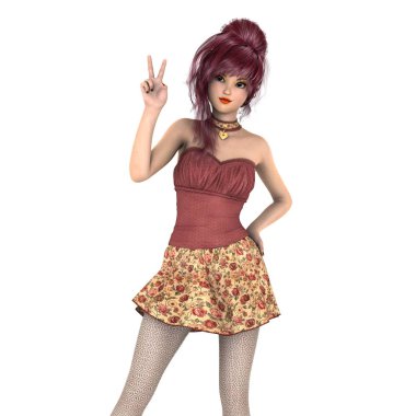 genç bir kadının 3d cg işleme