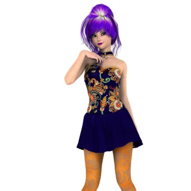 genç bir kadının 3d cg işleme