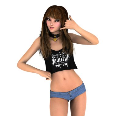 genç bir kadının 3d cg işleme