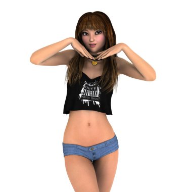 genç bir kadının 3d cg işleme